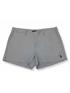 Ralph Lauren Womens Size 10 Blue Oxford Chino Shorts Pony Logo Cotton 33 Waist